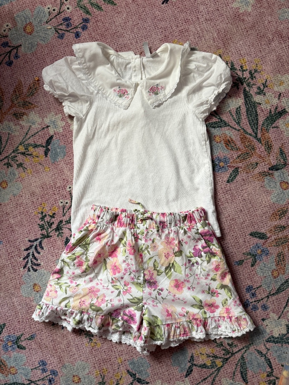 Janie and Jack Spring Summer Floral Shorts and Shirt Girls 10